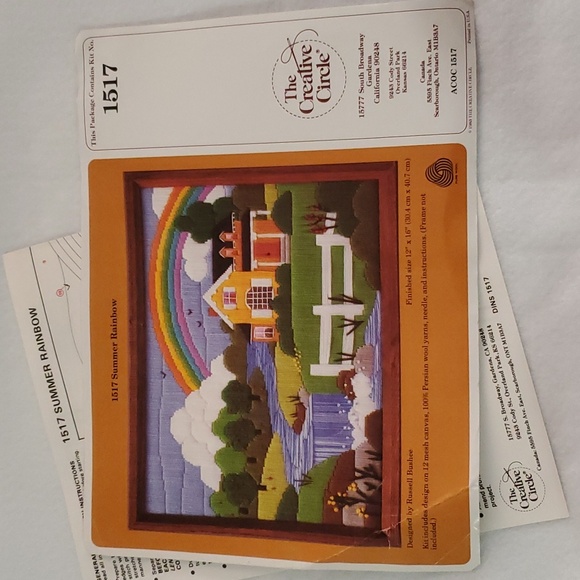 Summer Rainbow Crewel Kit 1983 Vintage by Creative Circle 1517 12x16 - Picture 1 of 8